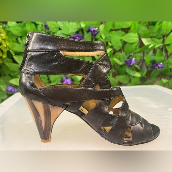 Nine West Black NWCurri Leather Healed Ankle Sandals Womens Size 5M Zip … - Picture 7 of 14